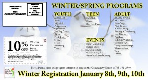 10 percent off coupon for winter programs at the South Holland Community Center.